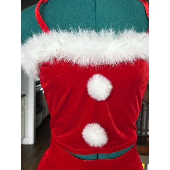 Holly Cupid Red Velvet Christmas Set Faux Fur Trim Women’s Small | Sexy Santa - Picture 4 of 10